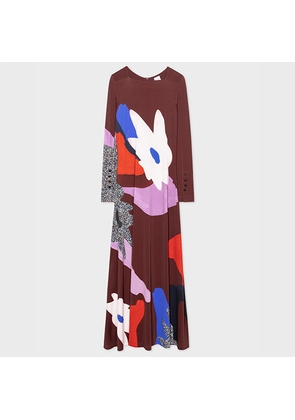 Paul Smith Women's Maroon 'Botanical Collage' Maxi Dress Red