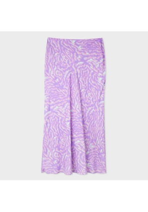 PS Paul Smith Lilac 'Abstract Animal' Midi Skirt Purple
