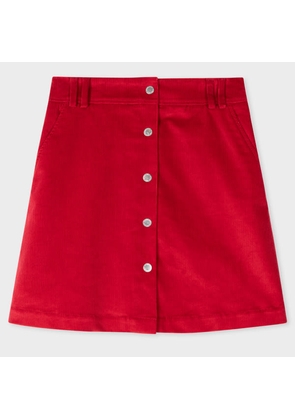 PS Paul Smith Red Corduroy Button Down Mini Skirt