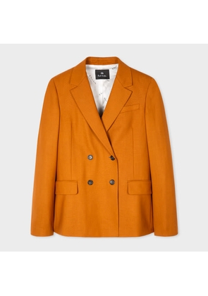 PS Paul Smith Women's Rust Wool-Hopsack Double-Breasted Blazer Brown