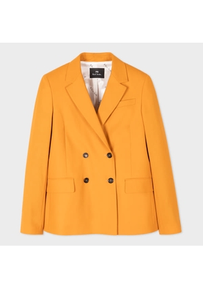 PS Paul Smith Women's Mustard Wool-Hopsack Double-Breasted Blazer Yellow