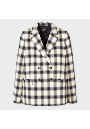 PS Paul Smith Women's 'Shadow Check' Double-Breasted Blazer Blue