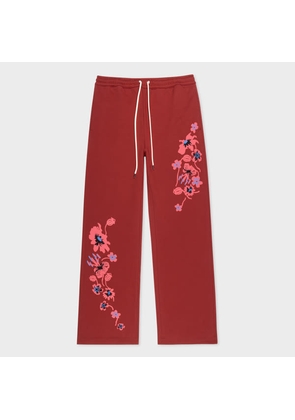 PS Paul Smith Women's Burgundy 'Poppies' Wide-Leg Sweatpants Red