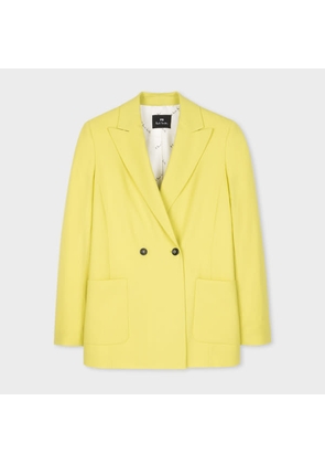 PS Paul Smith Women's Yellow Wool-Hopsack Double-Breasted Blazer Green