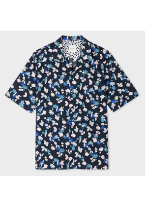 Paul Smith Navy Cotton 'City Garden' Short-Sleeve Shirt Blue