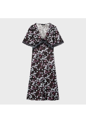 PS Paul Smith Women's Black 'Wetlands Floral' Midi Dress