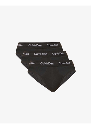 Calvin Klein Men's Black Pack Of 3 Stretch-Cotton Briefs, Size: M