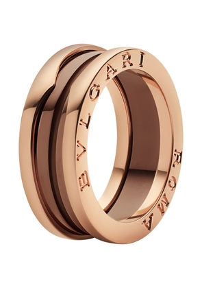Bvlgari Rose Gold And Cermet B. Zero1 Two-Band Ring