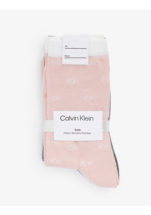 Pack of four logo-print cotton-blend socks