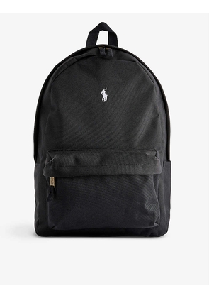 Kids logo-embroidered woven backpack