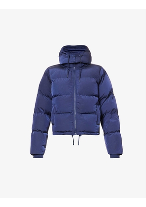 Quilted drawstring-hem shell puffer jacket