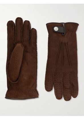 Brunello Cucinelli - Leather-Trimmed Suede Gloves - Men - Brown - M