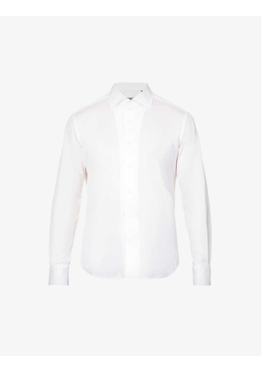 Regular-fit spread-collar cotton-jersey shirt