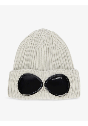 Double goggle lense knitted wool beanie hat