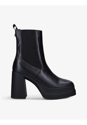 Stomp square-toe platform heeled leather boots
