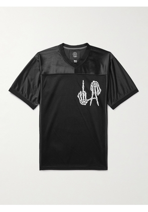 Local Authority LA - LA Bones FUFC Logo-Print Satin-Twill and Mesh T-Shirt - Men - Black - M