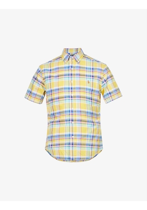 Checked logo-embroidered custom-fit cotton shirt