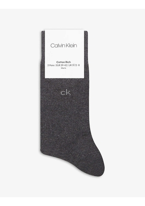 Logo-embroidered cotton-blend socks pack of two