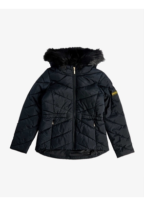 Quilted fluffy-hood shell jacket 6-13 years