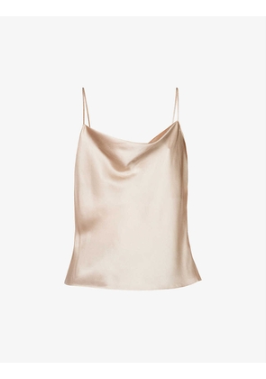 Relaxed-fit cowl-neck silk top