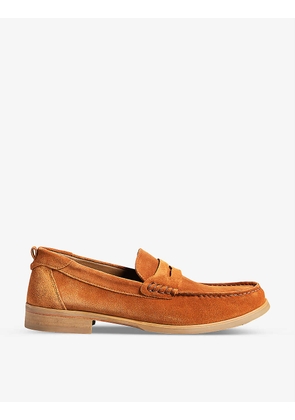 Alfey top-stitched suede moccasins