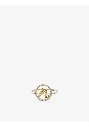 Love Letter N Initial 18ct yellow-gold and 0.15ct round-cut diamond ring