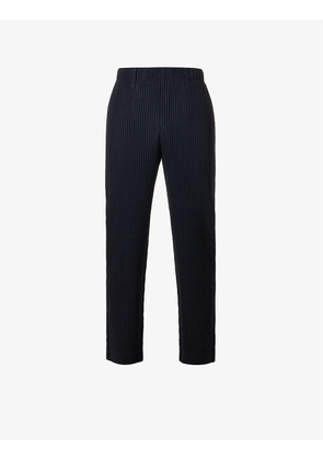 Basics pleated straight-leg regular-fit knitted trousers