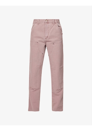 Knee-detail relaxed-fit organic-cotton trousers