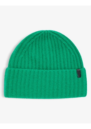 Logo-patch ribbed cashmere beanie