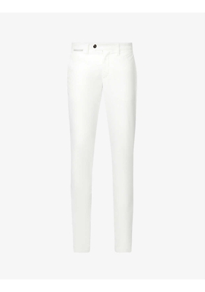 Slim straight-leg mid-rise stretch-cotton trousers