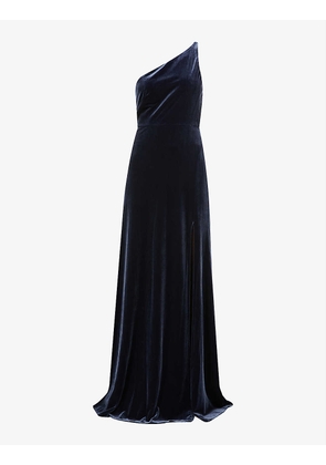 Cybill one-shoulder stretch-velvet gown