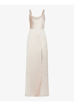 Gina cowl-neck satin gown