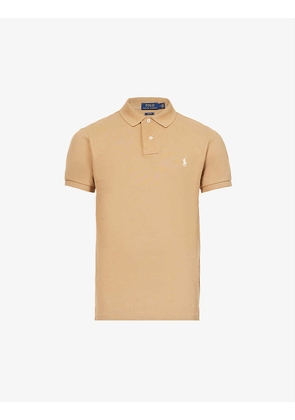 Brand-embroidered slim-fit cotton-piqué polo shirt