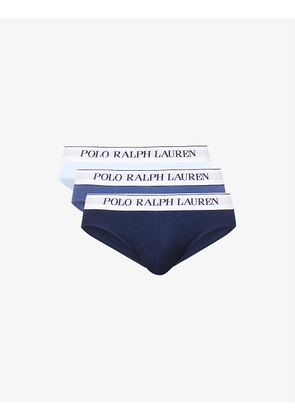 Pack of three brand-embroidered stretch-cotton briefs