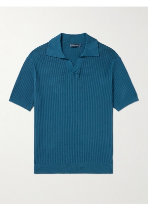 Frescobol Carioca - Rino Ribbed Cotton and Cashmere-Blend Polo Shirt - Men - Blue - S