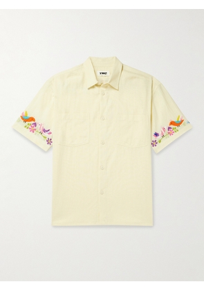 YMC - Mitchum Embroidered Cotton and Linen-Blend Shirt - Men - Neutrals - S
