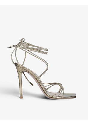 Sylvie square-toe metallic leather heeled sandals