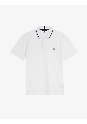 Camdn floral-embroidered cotton polo shirt