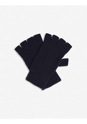 Ribbed fingerless cashmere gloves