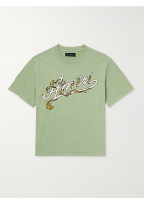 AMIRI - Filigree Logo-Print Cotton-Jersey T-Shirt - Men - Green - S