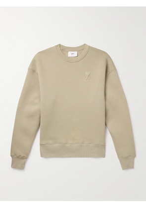 AMI PARIS - Logo-Embossed Cotton-Blend Jersey Sweatshirt - Men - Neutrals - S