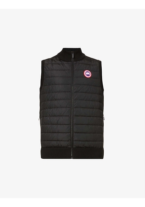 High-neck padded wool and shell-down vest