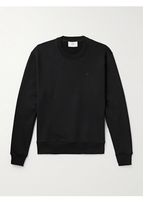 AMI PARIS - Logo-Embroidered Cotton-Jersey Sweatshirt - Men - Black - XS