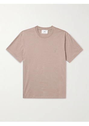 AMI PARIS - Logo-Embroidered Cotton-Jersey T-Shirt - Men - Brown - XS