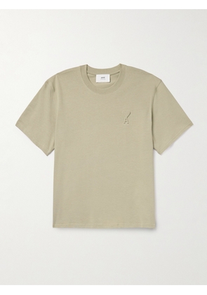 AMI PARIS - Logo-Embossed Cotton-Jersey T-Shirt - Men - Neutrals - XS