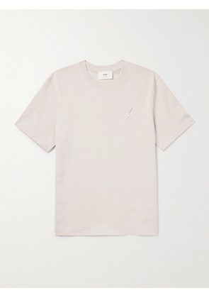 AMI PARIS - Logo-Embossed Cotton-Jersey T-Shirt - Men - Neutrals - XS