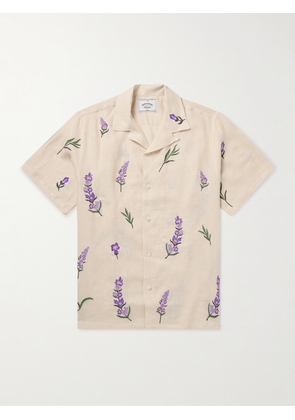 Portuguese Flannel - Camp-Collar Embroidered Linen Shirt - Men - Neutrals - XS