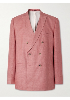 Mr P. - Double-Breasted Linen Suit Jacket - Men - Pink - 38
