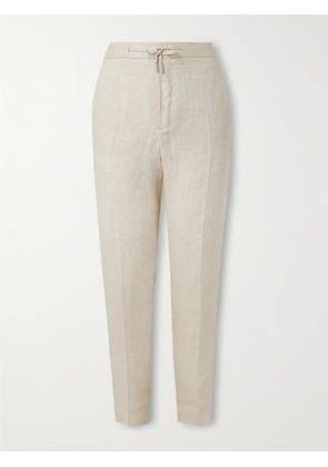 Mr P. - James Straight-Leg Linen-Twill Drawstring Suit Trousers - Men - Neutrals - 28