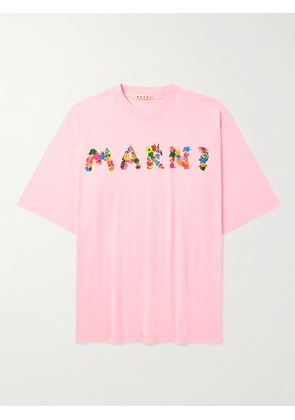 Marni - Logo-Print Cotton-Jersey T-Shirt - Men - Pink - IT 44